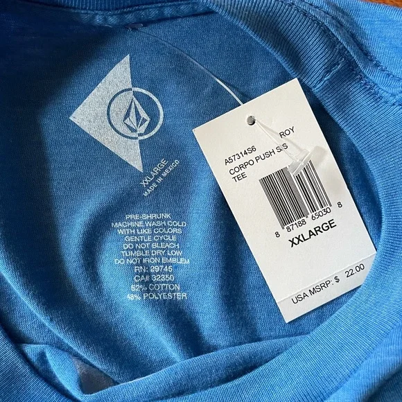 Volcom Blue Logo Tee - Size XXL - Picture 5 of 7
